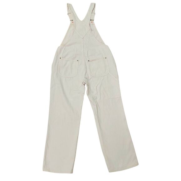 Old Navy Overalls Womens 8 Beige 100% Cotton Side Button Utility Denim Retro Y2K - Picture 5 of 13